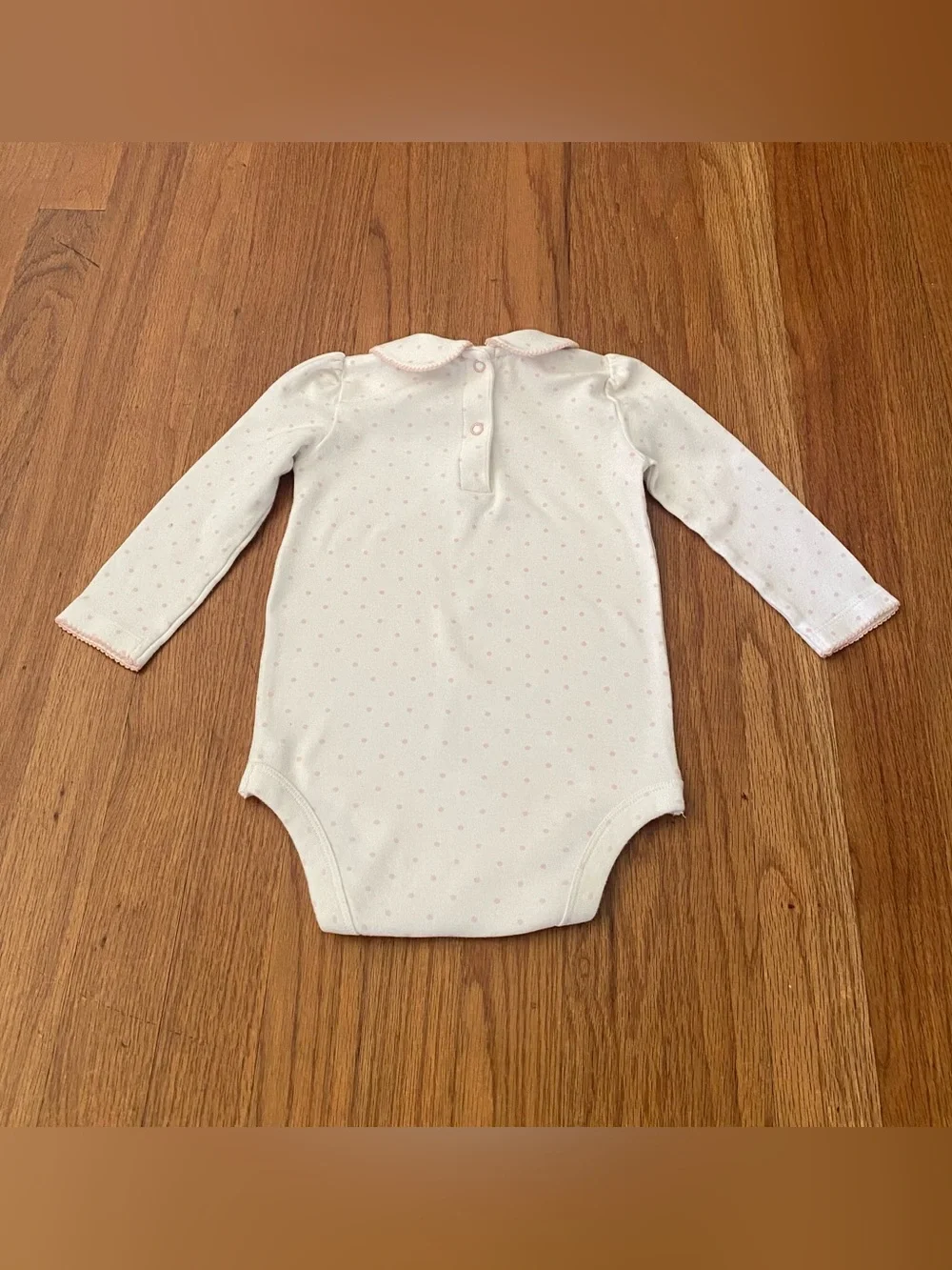 Baby Boden Dots Bodysuit with Bird Embroidered Collar